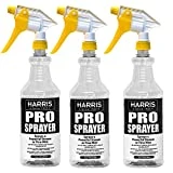 HARRIS Professional Spray Bottle 32oz (3-Pack), All-Purpose for Cleaning and Plants with Clear Finish, Pressurized Sprayer, Adjustable Nozzle and Measurements
