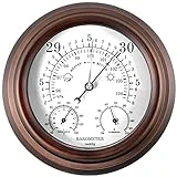 Lirches 8'' Barometer Thermometer Hygrometer - 3 in 1 Atmospheric Pressure Temperature Hygrometer Weather Station, Hanging Premium Steel Barometer for Home Wall, Fishing Boat, Baby Room, Office