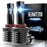 BEAMTECH 9012 LED Fog Light Bulb, Powersports LED Bulbs for ATV UTV Fanless in Line HIR2 6500K Xenon White