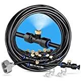 HOMENOTE Misting Cooling System 59FT (18M) Misting Line + 20 Brass Mist Nozzles + Brass Adapter(3/4') Outdoor Mister for Patio Garden Greenhouse Trampoline for Waterpark