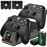 Controller Charger Station for Xbox Series X|S/Xbox One/X/S/Elite/Core, Dual Xbox 1 Charging Dock Station for Xbox One Controller Battery Pack with 2x1800mAh Rechargeable Battery & 4 Battery Cover Kit