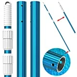 CKE Upgraded 15 Feet Thicken 1.3mm Blue Aluminum Telescoping Swimming Pool Pole,Adjustable 3 Piece Expandable Step-Up,Attach Connect Skimmer Nets,Rakes,Brushes,Vacuum Heads with Hoses, Universal 1.25'