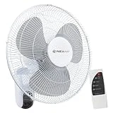NEXAIR 16' Oscillating Wall Mount Fan, Quiet Operating Room Fan With Remote Control, 3 Speed Wall Fan for Bedroom with 7.5 Hr Auto Off Timer, Adjustable Cooling Fan For Home, Office & Living Room