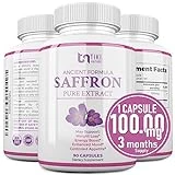 TIKI NATURE Saffron Extract Supplement 100mg - Powerful Mood Support Saffron Supplements for Support Eye & Heart Health - Antioxidant & Mood Booster