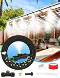 Lekit Misters for Outside Patio 89FT(27.3M)+34 Brass Mist Nozzles+a Brass Adapter(3/4') Detachable Outdoor misting Cooling System for Garden, Waterpark, Greenhouse, Backyard