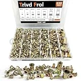 Trivd Frol Rivet Nut Tool Kit, 830pcs SAE/Metric Rivet Nut Assortment Kit #6-32, 8-32, 10-24, 1/4-20, 5/16-18, 3/8-16, 1/2-13, w Galvanized Carbon Steel Flat Head Threaded Insert Nuts (SAE - 830pcs)