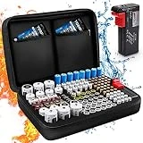 Keenstone Battery Organizer Storage Case, Fireproof Waterproof Explosionproof Battery Hard Holder Box, Holds 139 Batteries AA AAA C D 9V, Battery Storage with Tester (Batteries Not Included), Black