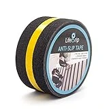 LifeGrip Anti Slip Traction Tape with Reflective Stripe, Best Grip, Friction, Abrasive Adhesive for Stairs, Safety, Tread Step, Indoor, Outdoor, Black (2' X 30')