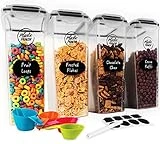 PLASTIC HOUSE Cereal Containers Storage 4-4L Cereal Dispenser For Pantry Organization, FITS STANDARD SIZE CEREAL BOX Airtight Food Storage Containers For Maximum Freshness