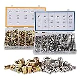 ZELCAN Stainless Steel Rivet Nut Kit, SAE & Metric Nutsert Threaded Rivets, Flat Head Insert Rivnuts with Knurled Body, Sizes #8-32, 10-24, 1/4'-20, 5/16'-18, 3/8'-16, M3, M4, M5, M6, M8, and M10