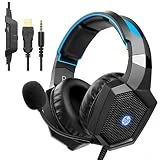 HP Stereo Gaming Headset PS4 Over Ear Headphones with Microphone for Xbox One Nintendo Switch PC PS3 Mac Laptop Gamer Headset with Noise Cancelling Mic Surround Sound Comfortable Design and LED Lights