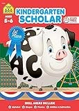 School Zone - Kindergarten Scholar Workbook - 64 Pages, Ages 5 to 6, Alphabet, Phonics, Shapes, Patterns, Counting, Addition & Subtraction, and More