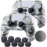 YoRHa Grip Texture Silicone Skin for PS5 Controller x 2(US Dollars) with Pro Thumb Grips x 8