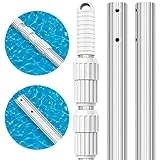 S-Union Thickened Telescopic 16.5 Feet Pool Pole, Upgraded Heavy Duty Aluminum Swimming Pool Cleaning Pole, Adjustable Length 6.5 to 16.5 Feet, Universal Pole for Skimmer Net Rake Brush Vacuum Head