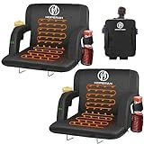 HOPERAN 21' 2pcs Dual-Sided Heated Stadium Seats for Bleachers with Back Support, 3 Levels Heating Stadium Seating for Bleachers Seat with Backrest, 5 Pockets Portable Stadium Chair for Outdoor