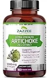Zazzee Extra Strength Artichoke 20:1 Extract, 9000 mg Strength, 5% Caffeoylquinic Acid, 150 Vegan Capsules, 5 Month Supply, Concentrated and Standardized 20X Extract, Non-GMO and All-Natural