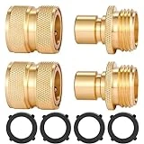 Sanpaint 3/4 Inch Brass Garden Hose Fitting Quick Connector Male and Female Set, 2 Set