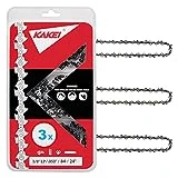 KAKEI 24 Inch Chainsaw Chain 3/8' Pitch, 050' Gauge, 84 Drive Links Fits Husqvarna 455, 460 Rancher and More (3 Chains) - Chainsaw Accessories