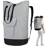 Laundry Bag for College, 115L Heavy Duty Laundry Backpack with Shoulder Straps, Large Dirty Clothes Bag for Dorm, Apartment and Laundromat, Laundry Duffle Bag for Travel, Beach, Camping, oyster grey