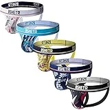 BSHETR Men's Jockstraps Athletic Supporters 5-Pack Ultra Soft Daily Sports Underwear (Multi-A, Large 31'-33',79cm-84cm)