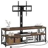 Seventable TV Stand with Mount and Power Outlet 51', Swivel TV Stand Mount for 32/45/55/60/65/70 inch TVs, Height Adjustable TV Entertainment Center with Cable Management, Rustic Brown