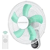VAGKRI Wall Mount Fan, 16 Inch Fan with 5 Blades, 5 Speeds, 8 Hour Timer, 90° Oscillating Quiet Fan with Remote for Home Office Bedroom Living Room Garage