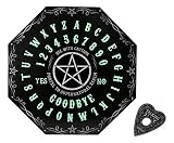 Ebros Glow in The Dark Illustrated Octagonal Pentagram Star Ouija Spirit Board Game with One Planchette MDF Wood Fantasy Supernatural Wicca Witchcraft Dark Arts Novelty Gift