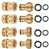 DINHAND 4 Sets Garden Hose Quick Connector No-Leak 3/4 GHT Inch Male and Female Thread Water Hose Fittings