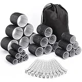 Rollers Hair Curlers 36 Pcs Set with 24Pcs Hair Curlers 4 Sizes (6 Jumbo Rollers, 6 Large Rollers & 6 Medium Rollers & 6 Small Rollers) and 12 Pcs Hair Clips for Long Medium Short Thick Fine Thin Hair