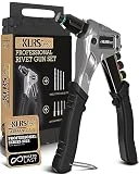 KLRStec Professional Rivet Gun Kit incl. 120 Pop Rivets and 4 HSS Drills - High quality Pop Rivet Tool Kit for processing Blind Rivets