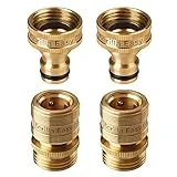 GORILLA EASY CONNECT Garden Hose Quick Connect Fittings. ¾ Inch GHT Solid Brass. (2)