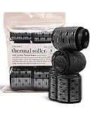 Kitsch Ceramic Thermal Hair Rollers for Long Hair - Velcro Rollers for Hair | Holiday Gift | Roller Hair Curlers for Long Hair | Hair Roller for Short Hair | Hair Rollers for Medium Hair - 8pcs Black