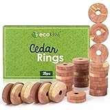 ecoKiwi Cedar Blocks for Clothes Storage - 28 Pack Cedar Rings - Cedar Planks for Closet - Cedarwood Oil Scented Chips with Sandpaper - Natural Drawer Air Freshener Balls for Protection & Control
