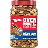 Fisher Snack Oven Roasted Never Fried Deluxe Mixed Nuts, 24 Ounces, Almonds, Cashews, Pecans, Pistachios, Made With Sea Salt, Non-GMO, No Oils, Artificial Ingredients or Preservatives