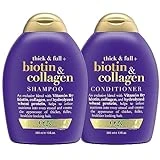 OGX Thick & Full + Biotin & Collagen Shampoo & Conditioner Set, (packaging may vary), Purple, 13 Fl Oz (Pack of 2)