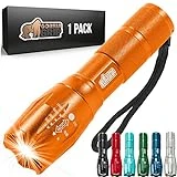 Gorilla Grip Powerful LED 750 FT Water Resistant 5 Adjustable Mode Tactical Flashlight, High Lumens Ultra Bright Battery Life Zoom Flashlights, Small Camping Car Mini Flash Light Accessories, Orange