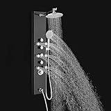 ROVOGO Shower Panel Tower System - Use 4 Functions Simultaneously: Rain Shower, Handheld, Body Jets and Tub Spout, 304 Stainless Steel Shower Column, Black