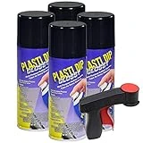 Plasti Dip Spray Glossy Black Rim Kit, 11 oz Aerosol, Pack of 4 cans with Bonus Cangun Tool - Combines Both Color Coat and Gloss Finish