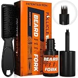 Beard Pen Filler Fork - Dark Brown - Innovative 4 Tip Micro-Fork Barber Styling Pencil with Brush - Waterproof Proof, Sweat Proof, Long Lasting Solution, Natural Finish For A Perfect Beard