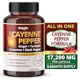 Cayenne Pepper 17,200mg with Ginger, Turmeric, Cinnamon, Black Pepper - Digestion support - USA made & tested (150-day supply)