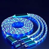 AYI 3 in 1 Multi Connectors Charger Cable Micro USB/USB Type C PD Fast Charging Cord Visible Blue LED Current Flowing Compatible with All Kinds of Cell Phones and Other Electric Products-Blue 39 inch