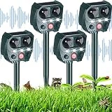 Green Ultrasonic Animal Repellent Outdoor Deterrent Devices Solar Pest Repeller with PIR Motion Sensor and LED Light Repel Squirrel Rodent Raccoon Skunk Deer for Yard Patio (4)