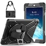 iPad Air Case 1st Generation 2013, TSQ Heavy Duty Shockproof | Hard Rugged Protective Cover w/Rotating Stand Handle Hand Shoulder Strap for iPad Air 9.7 Inch A1474/A1475/A1476 | Black