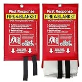 Mart Cobra Emergency Fire Blanket for Home and Kitchen Fire Extinguishers for The House x2 Fiberglass Fireproof Blanket Fire Retardant Blankets Grease Spray for Home