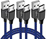 3-Pack 6FT PS4 Controller Charger Cable for Xbox One Controller,Dualshock 4,PS4 Charging Cord,Nylon Braided Micro USB Data Sync Cable for Xbox One S/X,Playstation 4,PS4 Slim/Pro,Charge and Play Wire