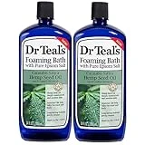 Dr. Teal's Hemp Seed Oil Foaming Bath Gift Set (2 Pack, 34oz Ea) - Cannabis Sativa Hemp Seed Oil - Essential Oils Blended with Pure Epsom Salt Calm The Senses & Alleviates Daily Stress