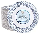JOLLY CHEF 8.37 inch Paper Plates 140 Count Soak Proof, Cut Proof, Heavy Duty Printed Disposable Plate for Everyday Use