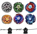 Anliv Art Gyros 6 Pack Bey Burst Battling Tops Metal Fusion Starter Set with Stickers Two Launchers