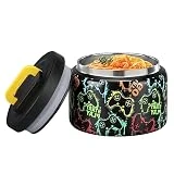 MAISON HUIS 8oz Soup Thermo Wide Mouth Vacuum Insulated Thermo Food Jar, Leak Proof Stainless Steel Food Thermo for Hot&Cold Food Kids Food Lunch Soup Container for School Travel (F-Black-Game Console)