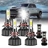 RXTSQI Fit For Dodge RAM 2013-2015 with projector LED Headlights,9005 High Beam+9012 Low Beam LED Headlight Bulbs+9145 Fog Lights Bulbs,500% Brightness 6000K 20000LM Brighter,6PCS